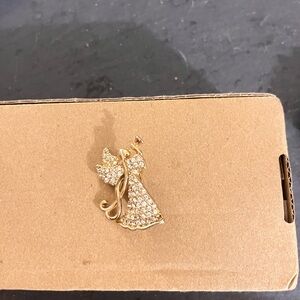 Elegant Gold Angel Brooch with Crystals